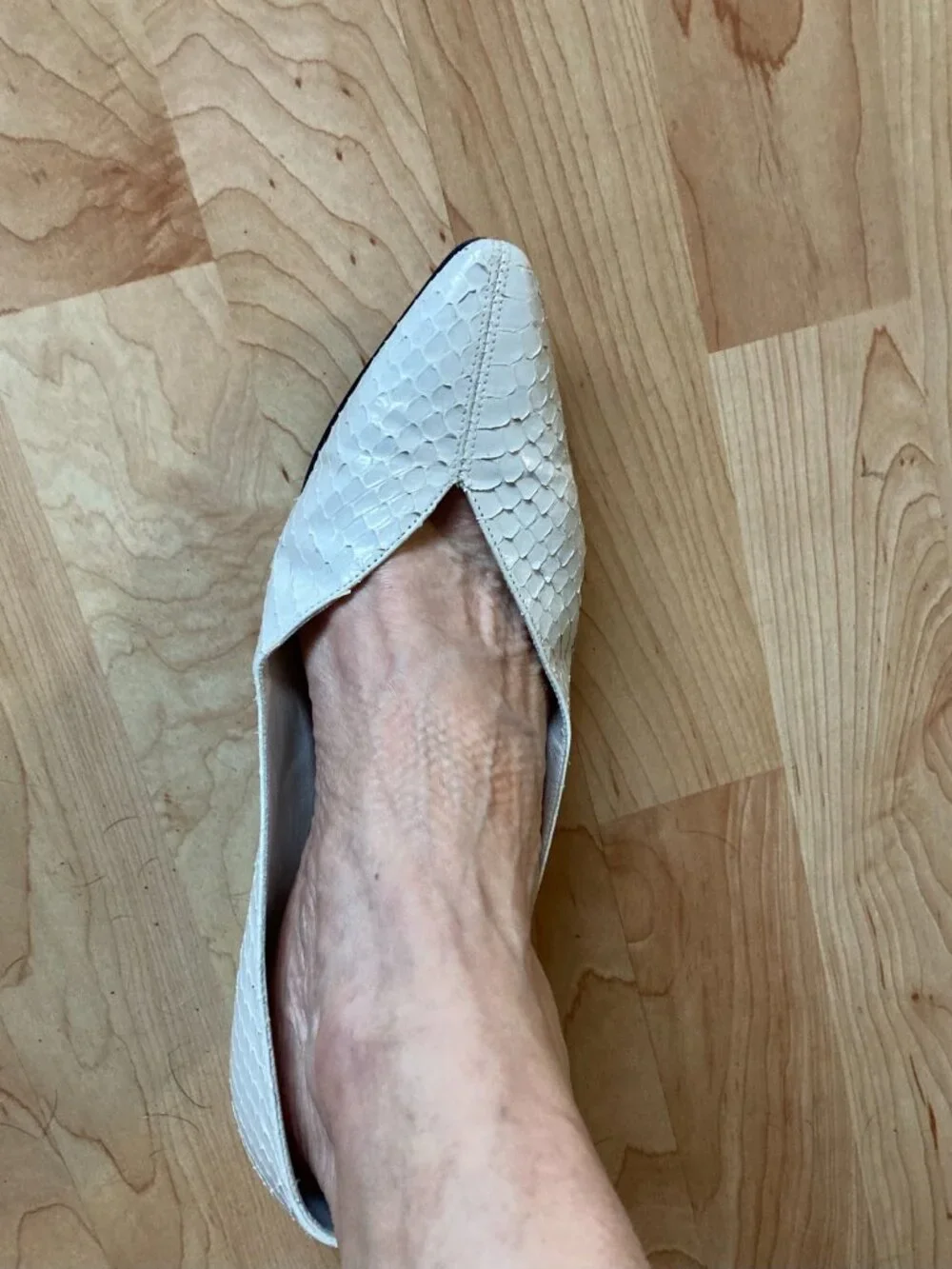 Vintage Thomas Wallace Cream Snakeskin Shoes - Picture 6 of 9